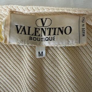 Authentic Vintage Valentino Boutique Beige Ribbed Knit V-Neck Top